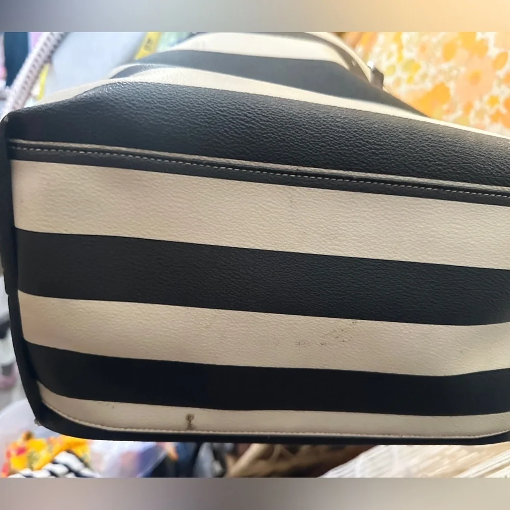 Kate Spade Black and White Striped Tote Bag